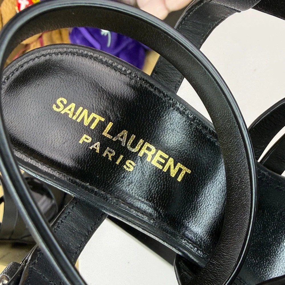 π₯SAINT LAURENT - PLATZ PLATFORM SANDALS - SIZE 37 EU / SIZE 7 US - GE307 - Picture 9 of 17
